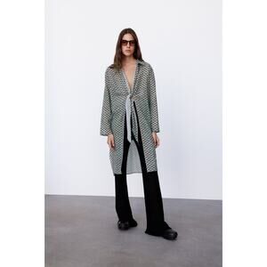 Zara Retro Printed Tie Front Tunic Coverup